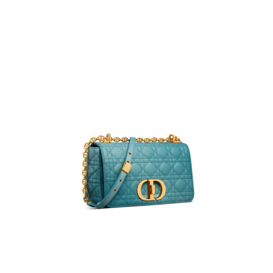 Women Medium Dior Caro Bag - Cerulean Blue