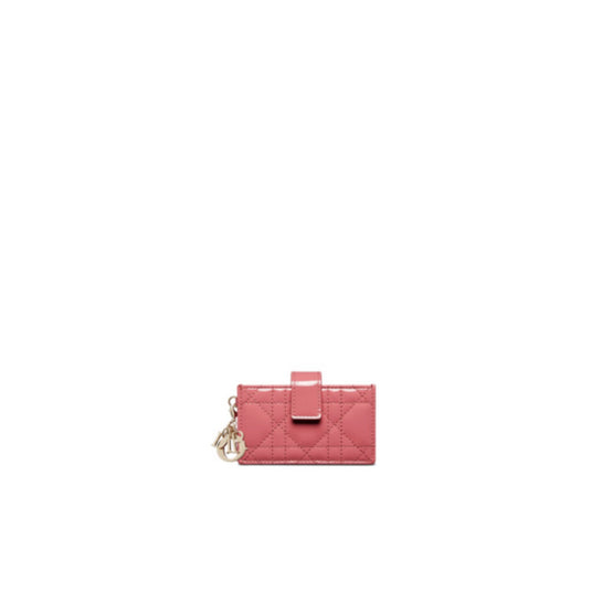 Women Lady Dior 5-Gusset Card Holder - Pink Yarrow
