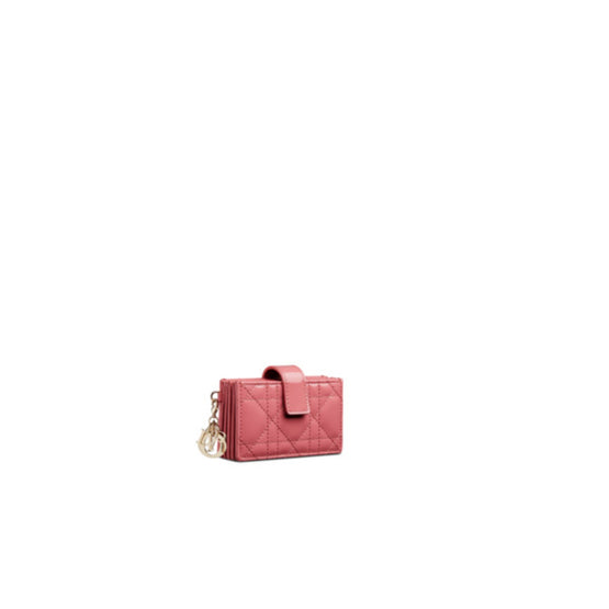 Women Lady Dior 5-Gusset Card Holder - Pink Yarrow