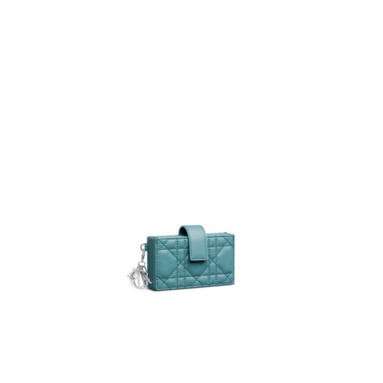 Women Lady Dior 5-Gusset Card Holder - Cerulean Blue