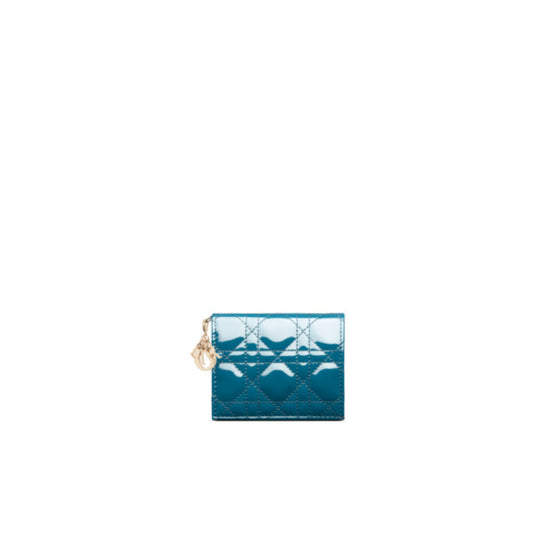 Women Mini Lady Dior Wallet - Steel Blue