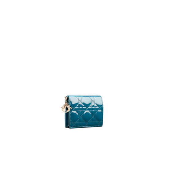 Women Mini Lady Dior Wallet - Steel Blue