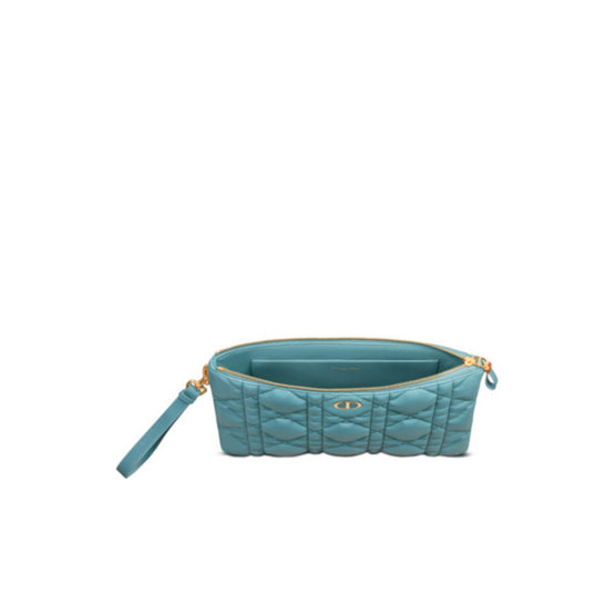Women Large Dior Caro Daily Pouch - Cerulean Blue