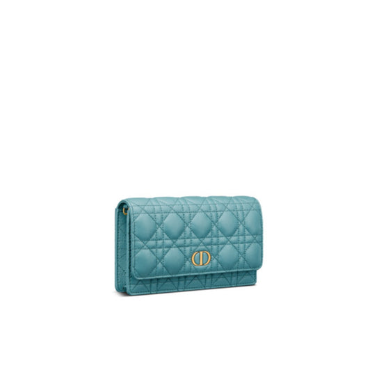 Women Dior Caro Pouch - Cerulean Blue