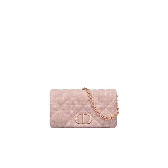 Women Mini Dior Caro Macrocannage Bag - Rose Multi