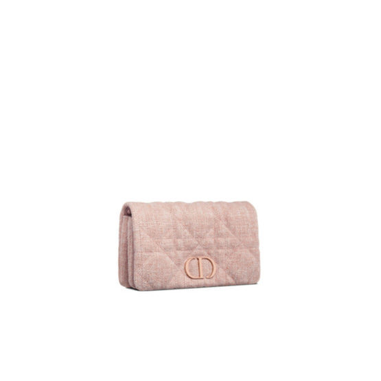 Women Mini Dior Caro Macrocannage Bag - Rose Multi