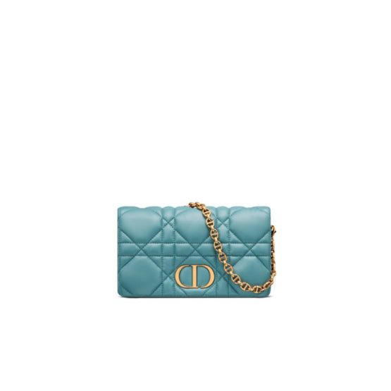 Women Mini Dior Caro Macrocannage Bag - Cerulean Blue