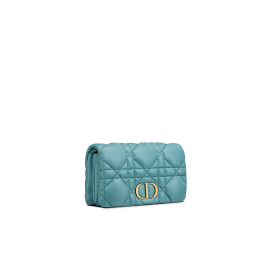Women Mini Dior Caro Macrocannage Bag - Cerulean Blue