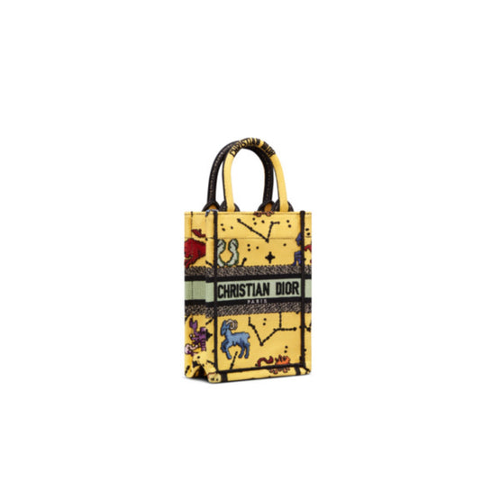 Women Mini Dior Book Tote Phone Bag - Jaune/Multicolor