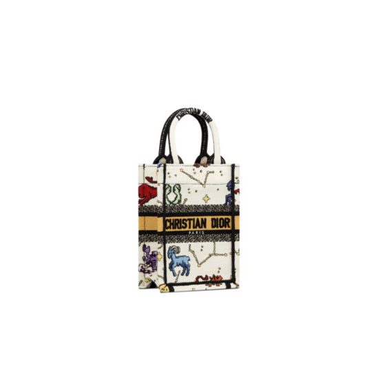 Women Mini Dior Book Tote Phone Bag - Latte/Multicolor 1