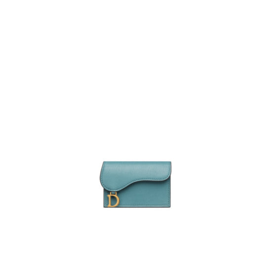 Women Saddle Flap Card Holder - Cerulean Blue