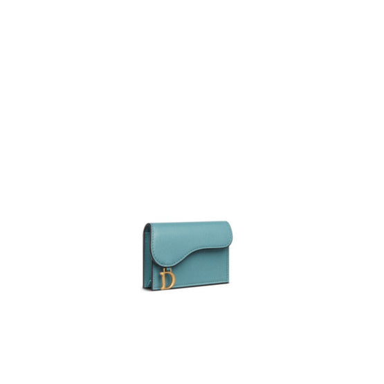 Women Saddle Flap Card Holder - Cerulean Blue
